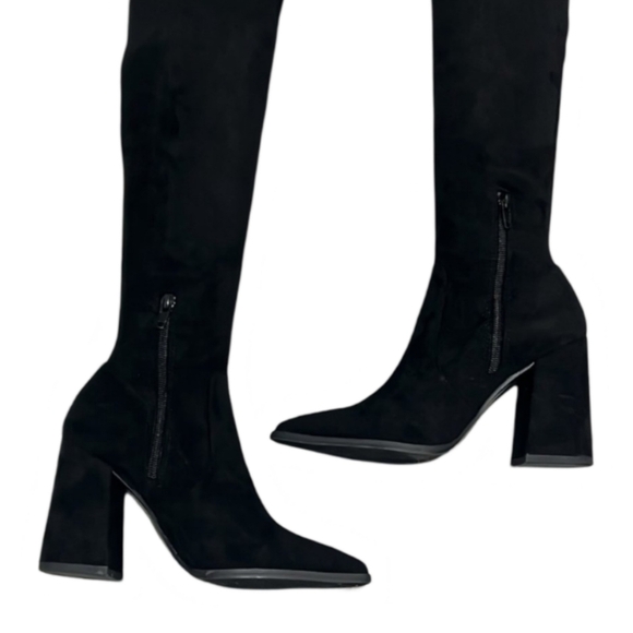 Steve Madden TAVA Black OTK Boots Over Knee Suede Block Heel Pointed Toe 6M NEW - Picture 6 of 15